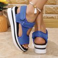 thumbnail image 5 of Hopeusnice Sandals for Women Open Toe Sandals Breathable Non-Slip Cloth Materials Summer Shoes Soft Thick-Soled Heel Women's Sandals Trendy Outdoor Shoes Blue 39, 5 of 6