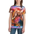 thumbnail image 3 of Wukai Oil Paintings of Elephants Youth Unisex Short Sleeve T-Shirt for Boys, Girls, Teens, and Kids-X-Small, 3 of 7