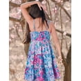 thumbnail image 3 of Aideaone Girls Summer Flowy Dress Spaghetti Straps Sleeveless A Line Printed Casual Sundress 6-12Y, 3 of 6
