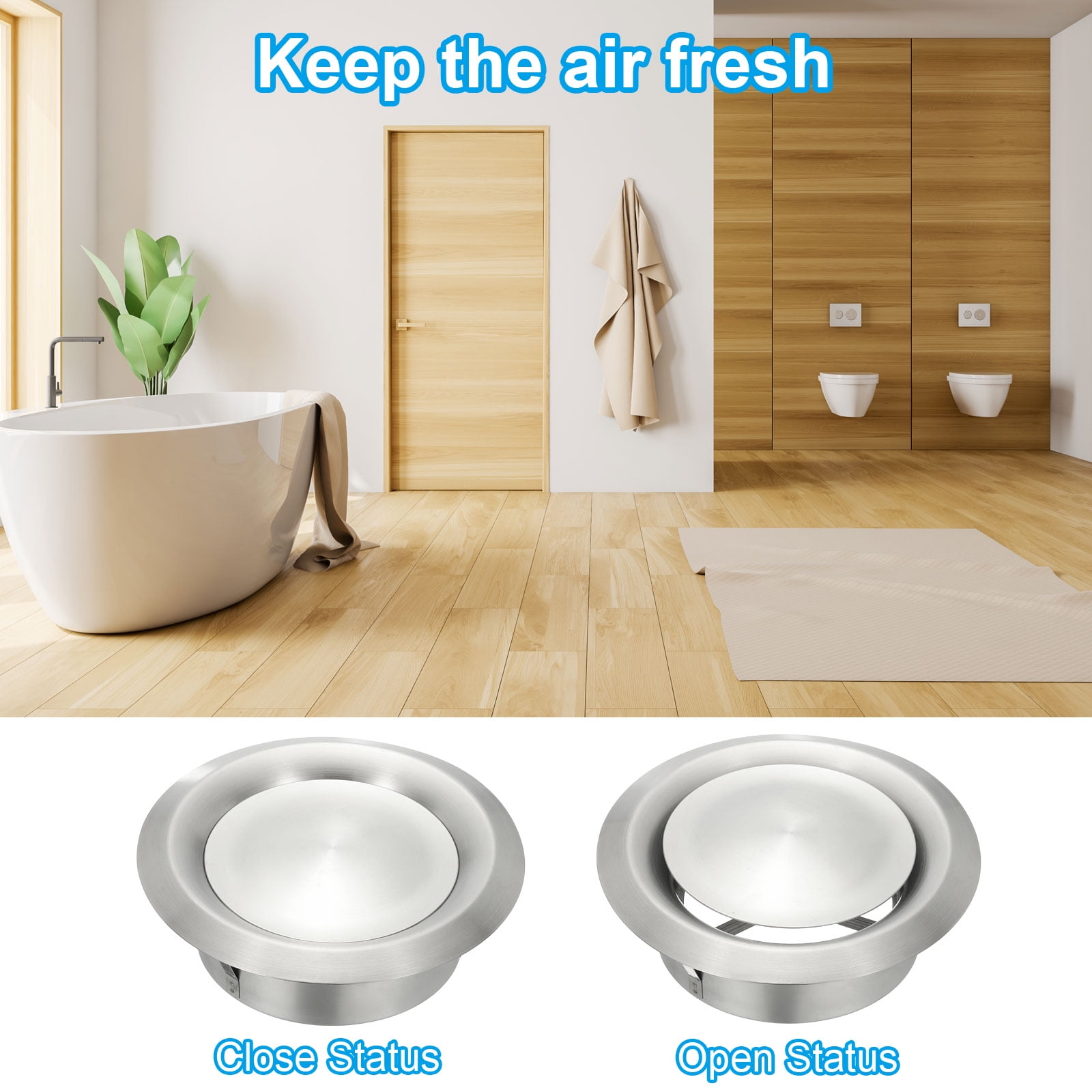 Uxcell Round Ceiling Diffuser, 304 Stainless Steel Adjustable Wall Air Vent Diffuser Vent Duct Cover Exhaust Supply 6 Inch