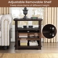 thumbnail image 4 of Plamle 24 Inch End Table with Charging Station, Nightstand with USB Ports & Outlets, Storage Side Table with Adjustable Shelf & Glass Door for Bedroom Living Room, Wood Finish, 4 of 5