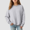 thumbnail image 2 of Xyant Girls Casual Crewneck Sweatshirts Long Sleeve Cute Solid Color Pullover Oversized Lightweight Fleece Tops (Light Gray,9-10 Years), 2 of 7