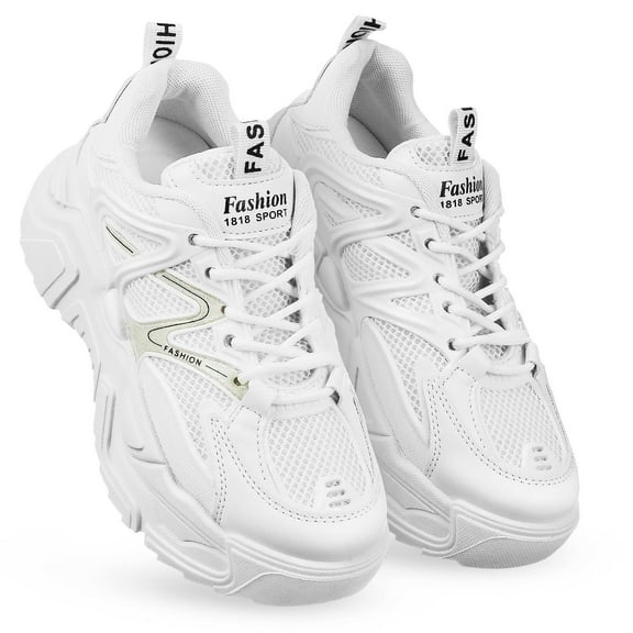 Worgeous White Sneakers for Women Trendy Daddy Shoes Woman