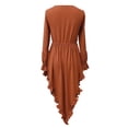 thumbnail image 4 of Vestido largo vintage de mujer con cuello en V, volantes y tejido liso, poliéster y spandex, detalles de encaje sexy, tallas S-XXL, 4 of 5