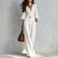 thumbnail image 2 of JoveMarine Womens Jumpsuits High Waist Long with Belt - Versatile Work Daily One Piece, Jumpsuits for Women Dressy Casual Jumpsuit, Formal Jumpsuits for Women for Office,White S, 2 of 4