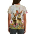 thumbnail image 4 of Fabrcox S-5XL Easter Bunny Eggs Print Holiday Scrubs Top for Women V Neck Short Sleeve Easter Women's Nurse Uniform with Pocket, 4 of 5