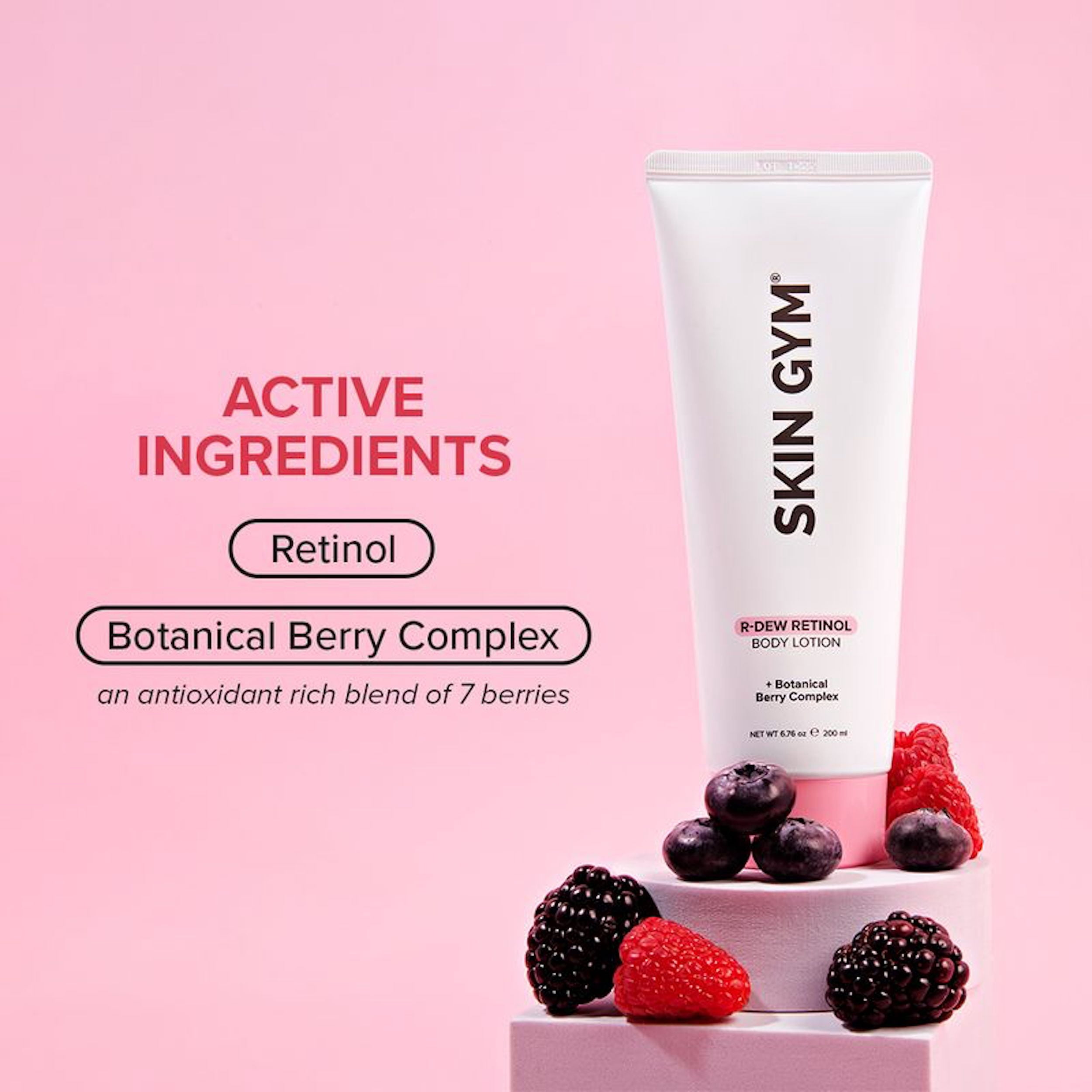 Skin Gym R-Dew Retinol Body Lotion 200ML for Dull Skin, Hydrating and Anti-Oxidant Rich Lotion with Botanical Berry Complex