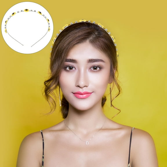 Raindrops Durable Stainless Steel Sunflower Headband for Women Lightweight Hair Accessory for Parties and Events Yellow Color