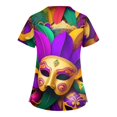 thumbnail image 4 of Garbnen Women's Scrub Tops Mardi Gras Stretch V Neck Short Sleeve Workwear Nurses Uniforms with Pocket Carnival Fat Tuesday Shirts for Women S-5xl, 4 of 4