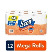 Scott ComfortPlus Toilet Paper, 12 Mega Rolls, 462 Sheets per Roll (5,544 Total)