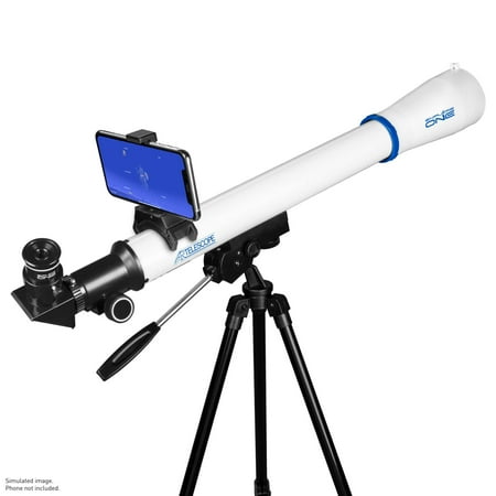 Explore One - 50mm Refractor Telescope with Panhandle Mount and Astronomy App - White