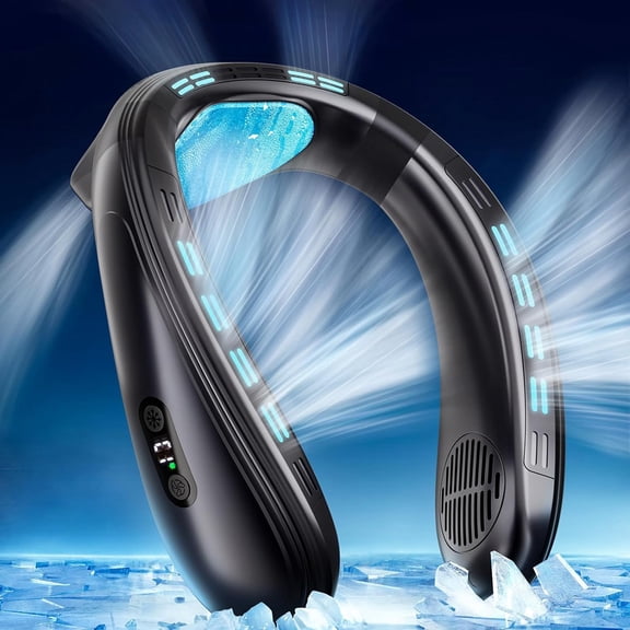 Neck Air Conditioner Portable, Front & Back Up-down Airflow Portable Neck Fan, 360° Full-body Cooling Neck Fan, 8000 mAh Rechargeable Neck Fan Air Conditioner with Large Cooling Plate (Black0)