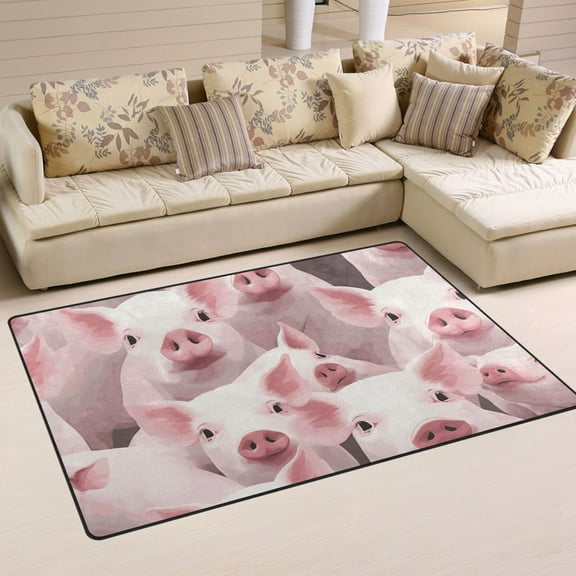 Pigs Pink Area Rug Washable Floor Carpet Mat 60 x 39 inch for Bedroom Living Room Kids Room Home Decor