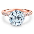 thumbnail image 3 of Gem Stone King 10K Two Tone Gold Sky Blue Topaz and Lab Grown Diamond Engagement Ring for Women | 4.97 Cttw | Round 10MM | Gemstone November Birthstone | Size 6, 3 of 6