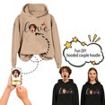 thumbnail image 2 of DIY Big Head Photo Hoodie Oversized Couples Matching Pullover Sweatshirt Personalized Face Print with Heart & "Love" Text Cozy Thick Hooded Sweatshirt Fun Valentines Day Hoodie, 2 of 4
