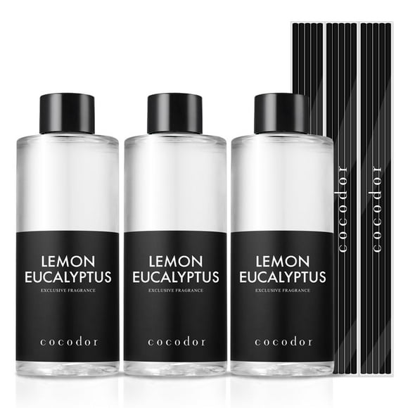 Cocod'or COCODOR Reed Diffuser Oil Refill/Lemon Eucalyptus/6.7oz(200ml)/3 Pack/Aroma Therapy, Home Fragrance, Scented Oils for Bathroom, Bedroom, Office Home Décor