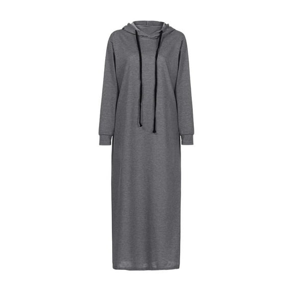 2025 Women Maxi Dress Womens Fall formal Dress Long Sleeve Hooded Ladies Work Dresses for Women office Casual Hoodies Long Dresses High Neck Dress for Women Black