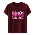 thumbnail image 3 of Gibobby Casual Playera de Manga Corta para Mujer Camiseta manga corta con estampado copa cinta concientización sobre el cáncer mama para mujer(Vino,G), 3 of 4