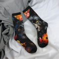 thumbnail image 5 of KLL Colorful Floral Black Dog Print Cool Socks Men's Women's Crew Socks Funny Crazy Novelty Stockings, 5 of 6
