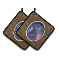 Carolines Treasures SS8354PTHD Starry Night Curly Coated Retriever Pair of Pot Holders, 7.5HX7.5W, multicolor