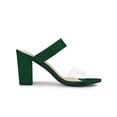thumbnail image 3 of BLISSFUL STEP Women's Dual Clear Strap Block Heels Mules Slides Sandals Green 7, 3 of 6