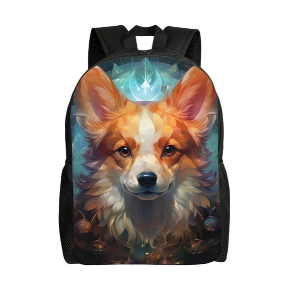 Fotbe Cartoon Pattern Corgi Travel Laptop Backpack, Business Slim Sturdy Laptops Backpack, Water Resistant College School Computer Bag Gift for Men & Women Fits 15.6 Inch Notebook