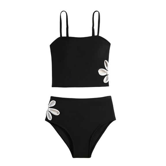 Girls Tummy Control Swimsuits Fashion Cross Adjustable Straps Swimwear with Bottom Summer Bathing Suit for Girls Size 5-14