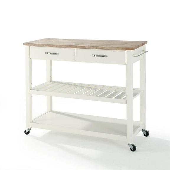 Crosley Furniture Wood Top Kitchen Prep Cart White/Natural