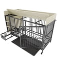 thumbnail image 5 of Noaman Large Pet Cage with Storage Rack & Drawers, 57.08x23.60x33.40in, Iron Frame & MDF, Stainless Steel Food/Water Basin, 6 Rollers, Sturdy & Practical for Pets (Black+Beige), 5 of 35