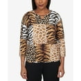 thumbnail image 4 of Alfred Dunner Womens Petite Split Neck Animal Patch Top, 4 of 6