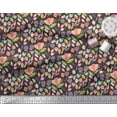 thumbnail image 3 of Soimoi Brown Cotton Voile Fabric Leaves & Floral Clip Art Printed Craft Fabric by the Yard 42 Inch Wide, 3 of 3
