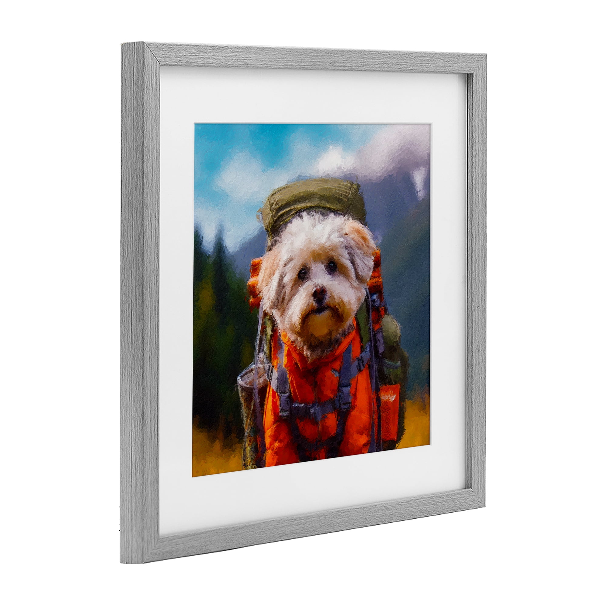 Stupell Industries Adventuring Hiker Dog Gray Framed Print Under Glass, design by Sean Parnell