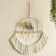 thumbnail image 2 of Bohemian Wooden Bead Cotton Rope Pendant Woven Tassel Round Wall Pendant Home Bedroom Decoration, 2 of 5
