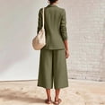 thumbnail image 5 of Women Suits 2 Piece Set Business Casual Dressy Oversized Blazer Jacket and Wide Leg Capri Pant Outfits Army Green XXL(XXL), 5 of 9