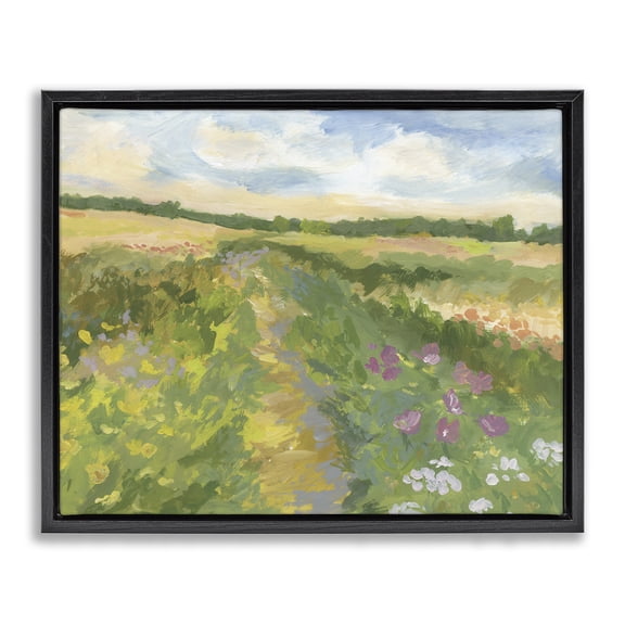 Stupell Industries Windswept Flower Field Black Framed Floater Canvas Wall Art, design by Victoria Barnes