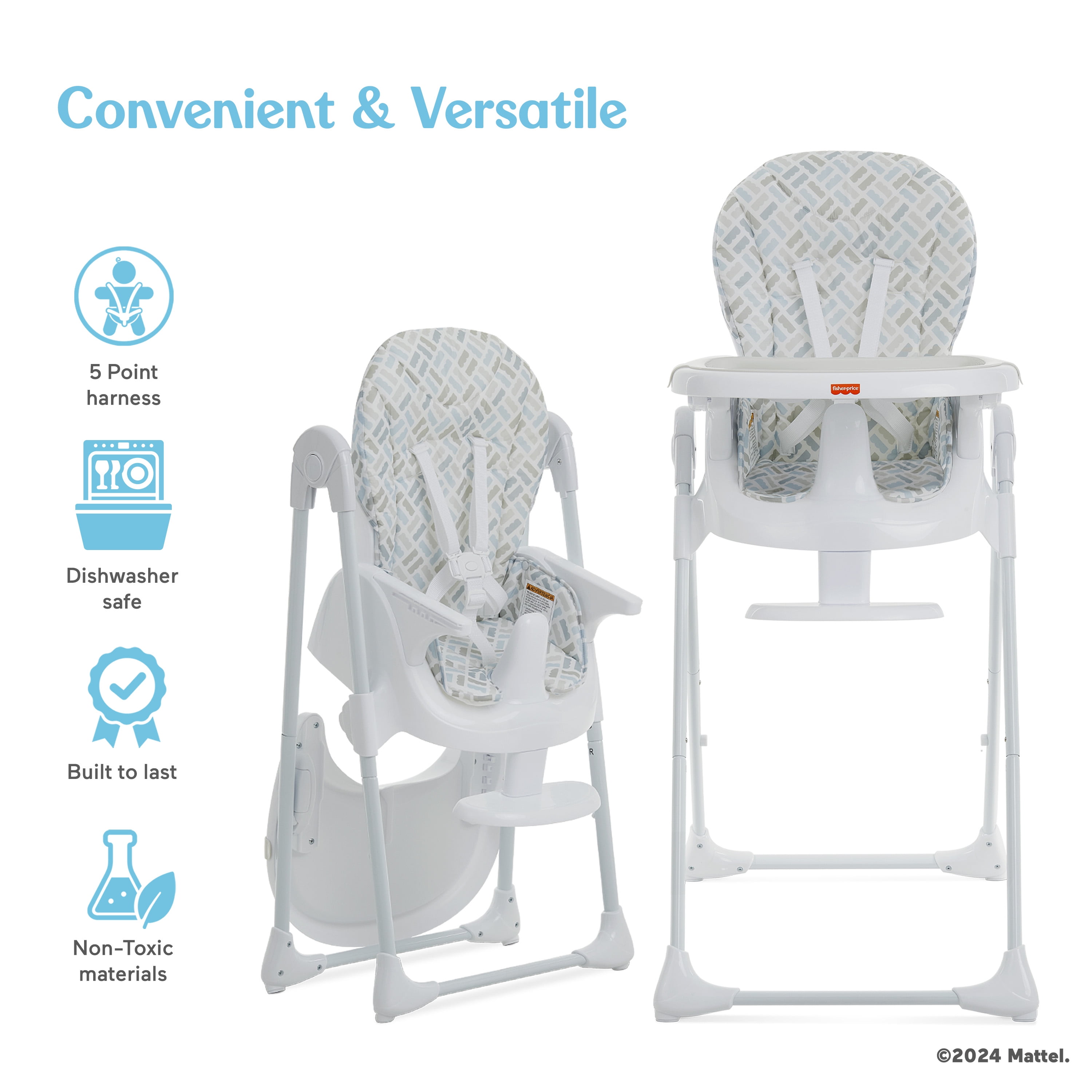 Fisher Price Tiny Bites Highchair by Dream On Me, Cloud Gray