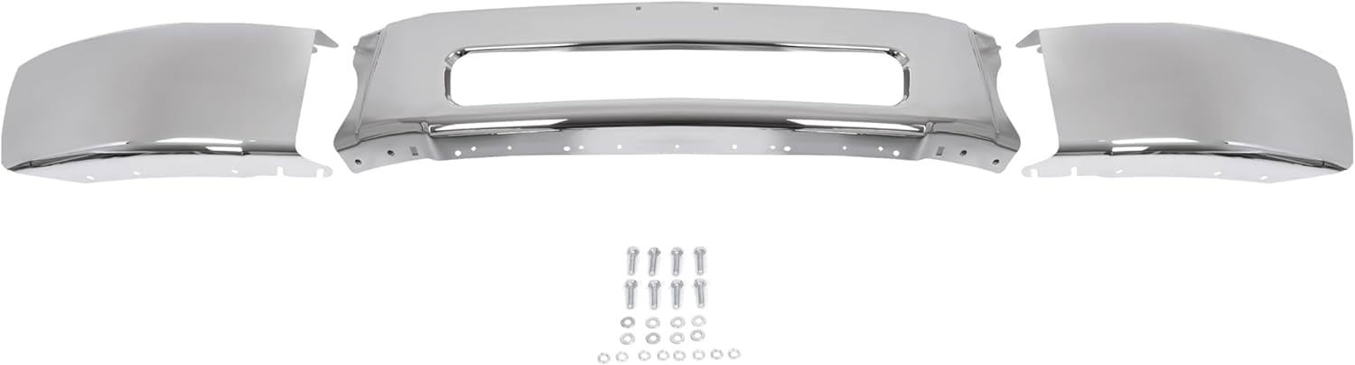 KOJEM Front Bumper Assembly Compatible with 2003-2021 Freightliner M2 106 112 Business Class A21-26683-005 A21-27811-016 A21-27811-017 Models Steel Bumper Chrome 3PCs