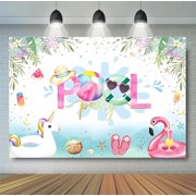 Summer Pool Party Flamingo Decoration Boys Girls Birthday Decoration Banner Background Tropical Hawaiian Baby Bath