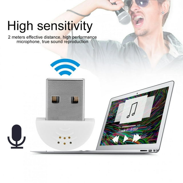 Mini Micrófono USB Adaptador de Receptor de sin Controlador de Reconocimiento de Voz Micrófono de Cancelación de Ruido Omnidireccional USB Portátil de 360 para