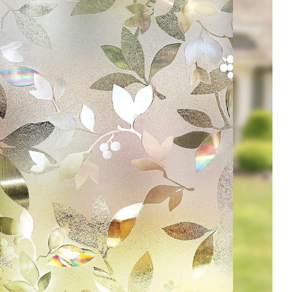 3D Window Film Leaf Static Cling Stained Glass Sticker Decor US 