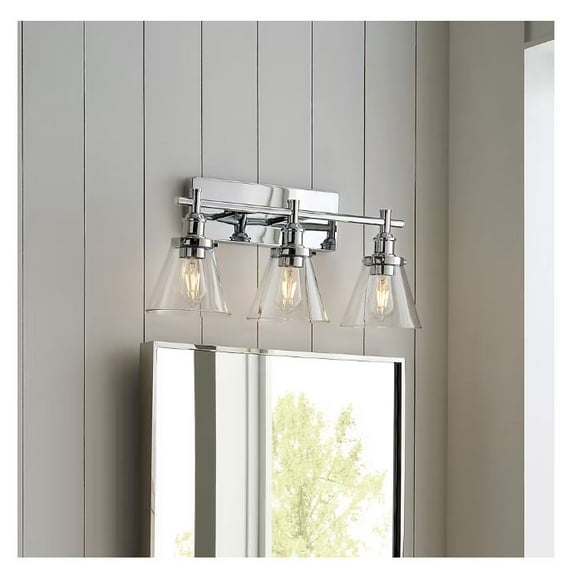 allen   roth Shiloh 24-Inches 3 -Light Polished Chrome Transitional Vanity light bar