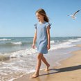 thumbnail image 2 of Grblisyd Girls Dress Summer Ruffle Sleeve Crew Neck Sundress Solid Color Casual Party Dresses for Kids 2-13 Years, 2 of 6