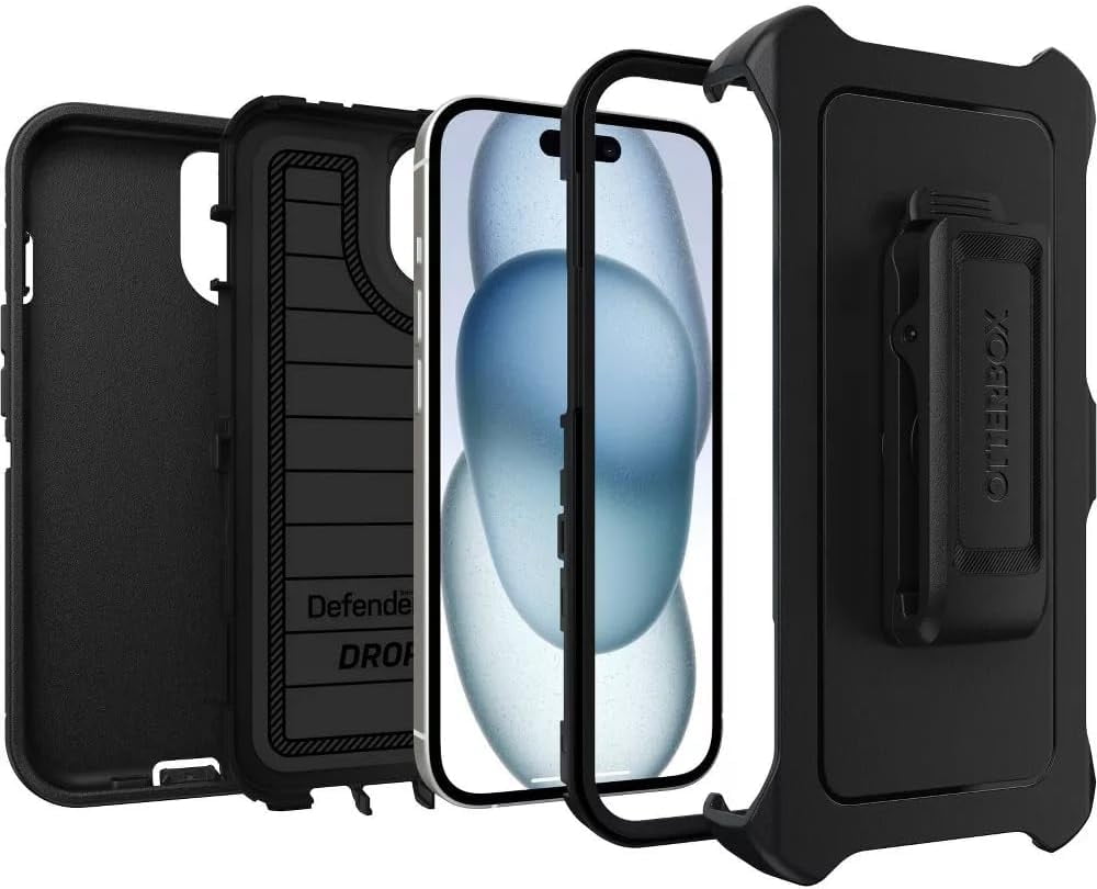 OtterBox iPhone 16e (Only) - Defender Series Pro Case - Black - Screenless - Rugged & Durable - with Port Protection - Holster Clip Includes