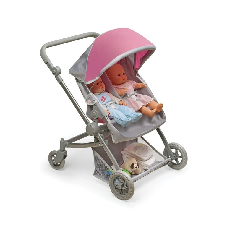 Free Shipping Voyage Twin Carriage Doll Stroller Gray Pink Walmart