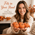 thumbnail image 3 of Mini Artificial Pumpkins 5 Pack, Orange Foam Pumpkins, Small Fall Table Decorations for Thanksgiving Halloween Mantel Tray Bowl Home Decor, 2.7*1.9in, 3 of 7