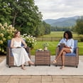 thumbnail image 3 of Outdoor Wicker Chairs,3 Pieces Patio Furniture Set,All Weather High Back Rattan Chairs w/Washable Cushion and Tempered Glass Tabletop for Deck Porch Balcony Backyard Garden, 3 of 8