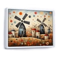 thumbnail image 2 of Designart "Folk Art Village with Wind Turbines V" Architecture Framed Wall Art - Industrial Red Wind Turbines Entryway Framed Wall Art, 2 of 6