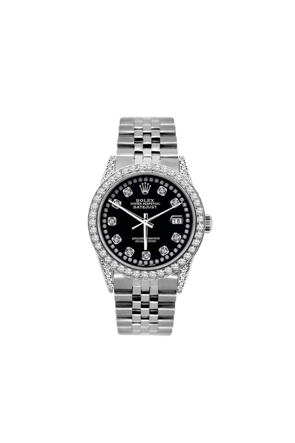 Pre-Owned Rolex Datejust 36MM 16200 White Diamond Dial Diamond Bezel Stainless Steel Jubilee Bracelet 1.2ct