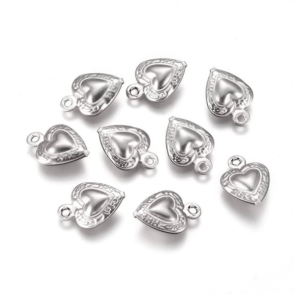 500 pc Tarnish Resistant 304 Stainless Steel Charms Heart Stainless Steel color 12x9x3mm Hole: 1mm