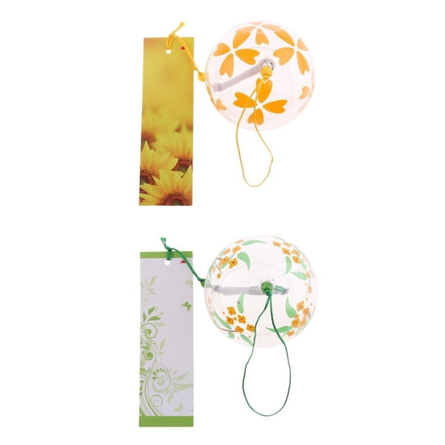 Campanas de cristal japonés, 2 uds., decoración para el hogar, la cocina y la oficina al aire libre amarillo Zulema Campanas de viento japonesas